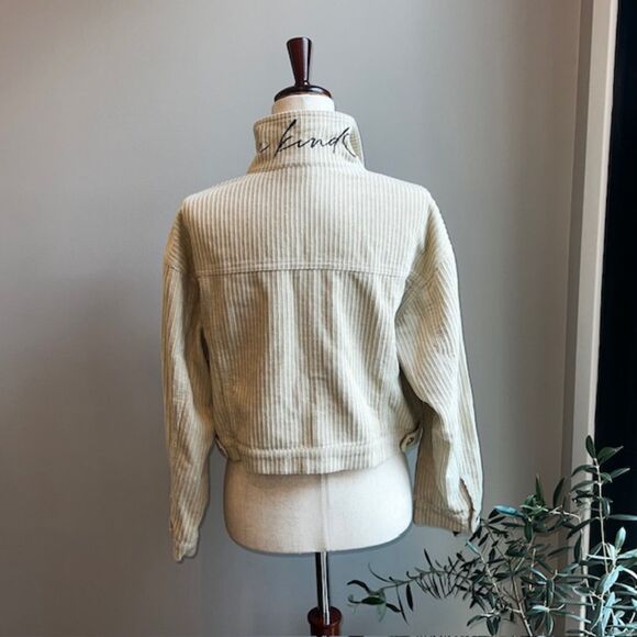 Crop Ivory Corduroy Jacket Living My Best Style X Pink Lily trendy slouchy Sz L - Picture 2 of 9